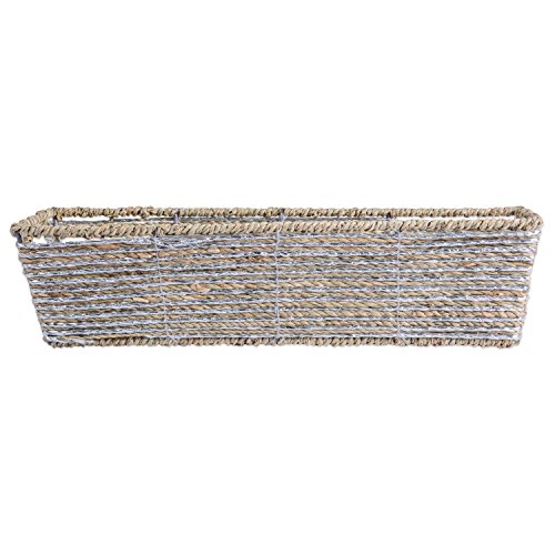 DII Trapezoid Seagrass Metallic Basket, 16x5x4-Set of 2, Silver