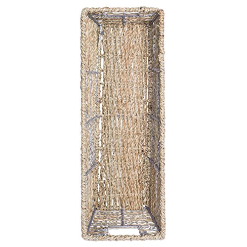 DII Trapezoid Seagrass Metallic Basket, 16x5x4-Set of 2, Silver