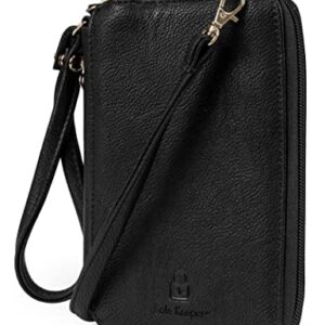 Mundi Jacqui Vegan Leather RFID Womens Crossbody Cell Phone Purse Holder Wallet ((Black))