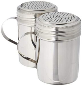 great credentials stainless steel versatile dredge shaker, salt, sugar, shakers 10 oz. each set of 2