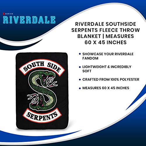 JUST FUNKY Riverdale Southside Serpents Fleece Throw Blanket | Official Riverdale Series Collectible Blanket | Measures 60 x 45 Inches