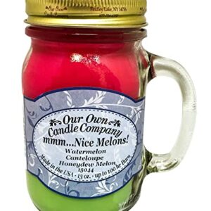 Our Own Candle Company Mmm… Nice Melons! Watermelon, Cantaloupe, Honeydew Melon Scented 13 Ounce Mason Jar Candle