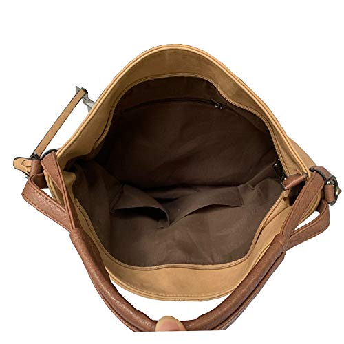 Women’s Classica Colorblock Hobo Bag Multicolor Handbag and Purses Patchwork Leather Shoulder Bags (khaki)