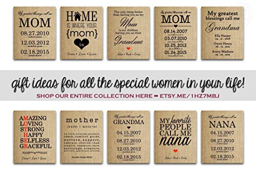 Personalized Christmas Gifts for Mom, Mother Daughter Gifts, Birthday, Anniversary: My Greatest Blessings Call Me MOM, Burlap Print -"MOM" CAN BE CHANGED TO ANY NAME! (UP TO 20 NAMES & DATES!)