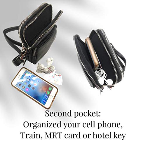 Women’s Vegan Leather Crossbody Smartphone Bag with RFID Blocking Technology (Classic Black)