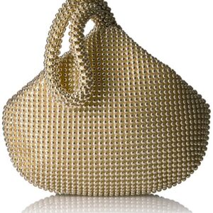 Jessica McClintock womens Staci Mesh Wristlet Pouch Evening Handbag, Light Gold, One Size US