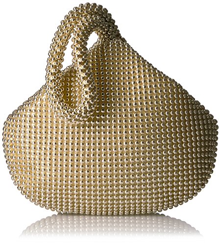 Jessica McClintock womens Staci Mesh Wristlet Pouch Evening Handbag, Light Gold, One Size US