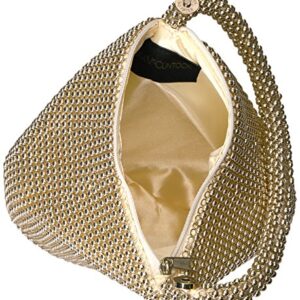 Jessica McClintock womens Staci Mesh Wristlet Pouch Evening Handbag, Light Gold, One Size US