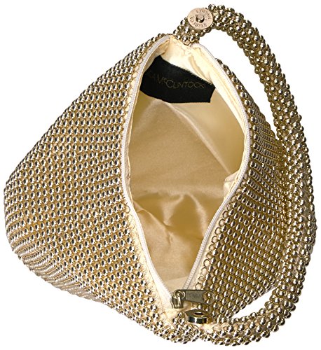 Jessica McClintock womens Staci Mesh Wristlet Pouch Evening Handbag, Light Gold, One Size US