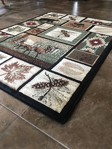 Carpet King Cabin Style Area Rug Rustic Western Country Bear Elk Deer Bear Wildlife Lodge Native Design 386 (5 Feet 2 Inch X 7 Feet 3 Inch)