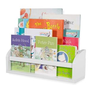 wallniture lissa wall shelf 17″ wood wall mounted white bookshelf for nursery wall decor, kids storage organizer