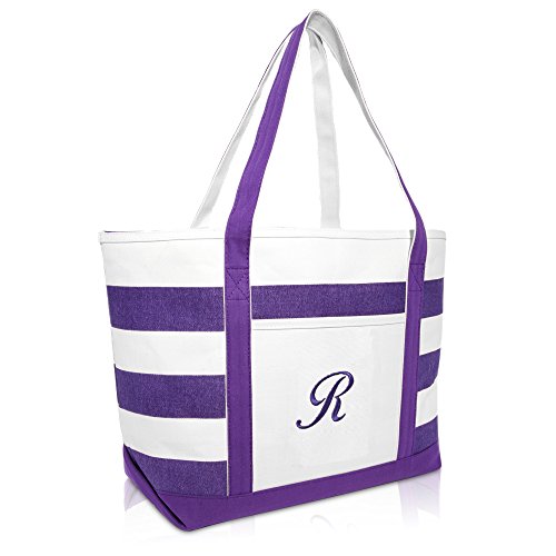 DALIX Monogrammed Beach Bag and Totes for Women Personalized Gifts Purple R