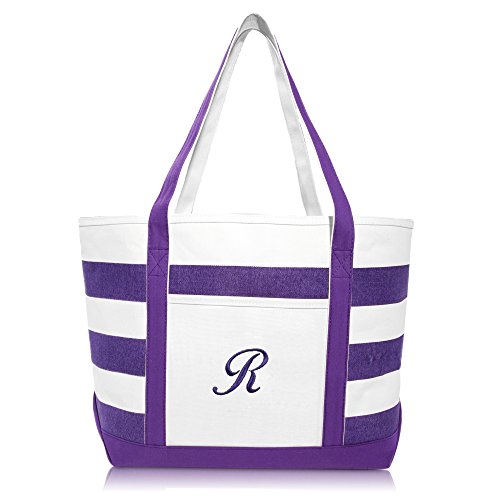 DALIX Monogrammed Beach Bag and Totes for Women Personalized Gifts Purple R