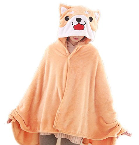 FUYU Cute Dog Cloak Blanket Soft Plush Throw Blanket Shiba Inu Cosplay Cloak