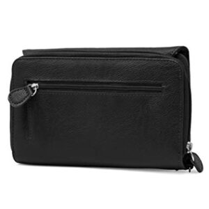 Mundi Big Fat Wallet Womens RFID Blocking Clutch Organizer Removable Wristlet ((Black))