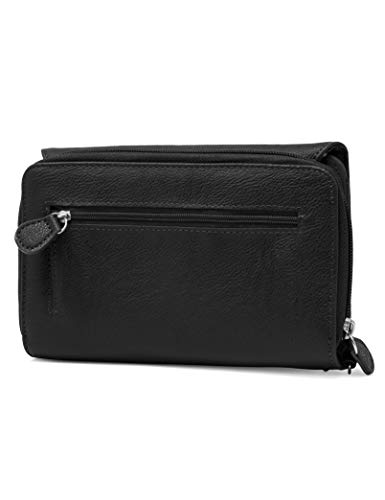 Mundi Big Fat Wallet Womens RFID Blocking Clutch Organizer Removable Wristlet ((Black))