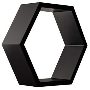 Gallery Solutions Black HexaGallery Geometric Decorative Wall Mounted Floating Shelves, Set of 3