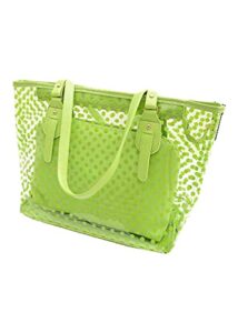 top shop womens casual polka dot clear tote bag transparent beach handbag green shoulder bag