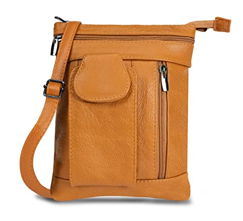 Krediz Soft Genuine Leather Crossbody Bag- Women Backpack Fashion Purse - Shoulder Bags- Crossover Travel Handbag Purse for Women (Regular, Light Brown)
