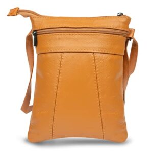 Krediz Soft Genuine Leather Crossbody Bag- Women Backpack Fashion Purse - Shoulder Bags- Crossover Travel Handbag Purse for Women (Regular, Light Brown)