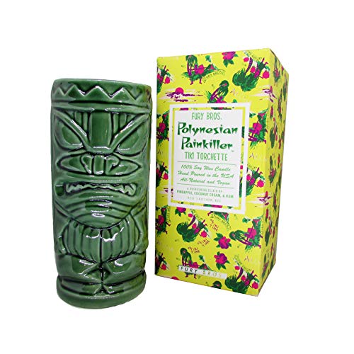 Tiki Torchette Candles from Fury Bros. | A 70-Hour Transport to The Tropics | Polynesian Painkiller - Pineapple, Coconut Cream, and Rum |Soy Wax, Vegan Friendly | Hand Poured in The USA, 12 oz