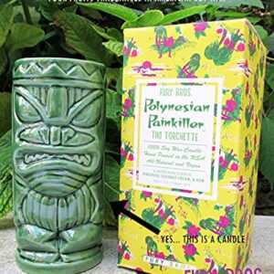 Tiki Torchette Candles from Fury Bros. | A 70-Hour Transport to The Tropics | Polynesian Painkiller - Pineapple, Coconut Cream, and Rum |Soy Wax, Vegan Friendly | Hand Poured in The USA, 12 oz