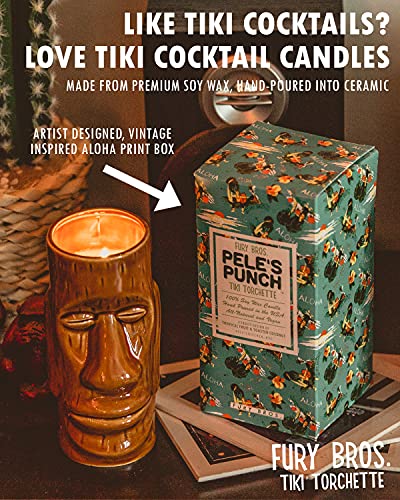 Tiki Torchette Candles from Fury Bros. | A 70-Hour Transport to The Tropics | Polynesian Painkiller - Pineapple, Coconut Cream, and Rum |Soy Wax, Vegan Friendly | Hand Poured in The USA, 12 oz