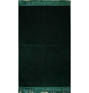 modefa turkish islamic velvet janamaz prayer rug – prayer mat carpet for men and women – traditional muslim sajadah – ramadan or eid gift – solid simple (green)
