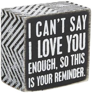 primitives by kathy 23238 chevron trimmed box sign, 3 x 3-inches, i love you