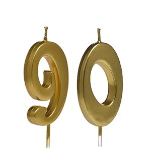 gold 90th birthday candles,number 90 cake topper for party decoration