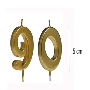 Gold 90th Birthday Candles,Number 90 Cake Topper for Party Decoration