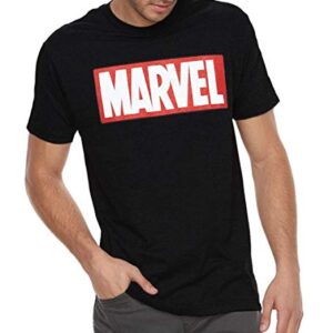 Marvel Men's Comics Simple Classic Logo T-Shirt, Black, Medium