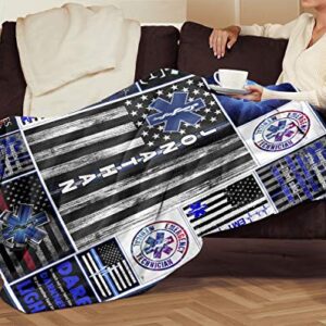 VTH GLOBAL Personalized Custom Name EMS EMT Paramedic Star of Life Thin White Line American Flag Appreciation Birthday Christmas Fleece Sherpa Blanket Bed Throw Size Tapestry Wall Hanging