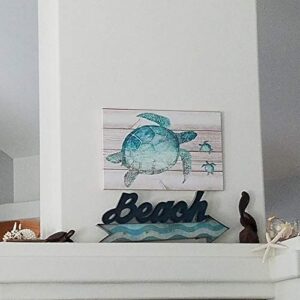 SUMGAR Bathroom Wall Art Bedroom Teal Decor Beach Pictures Coastal Ocean Canvas Paintings Sea Turtle,12x16 in