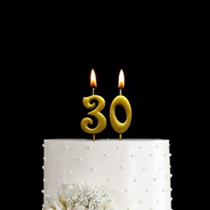 Bailym Gold 30th Birthday Candles,Number 30 Cake Topper for Party Decoration