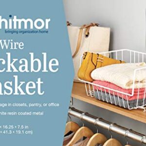 Whitmor Wire Stackable Basket, White