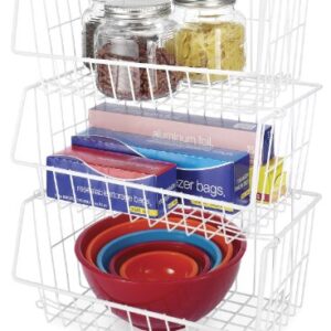 Whitmor Wire Stackable Basket, White