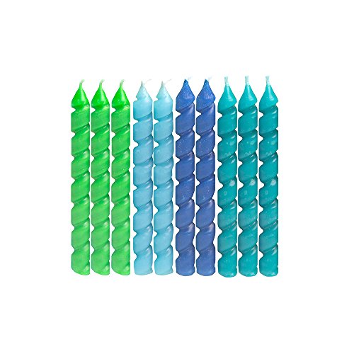 Unique Blue & Green Spiral Birthday Candles, 10 Ct.