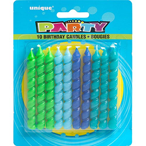 Unique Blue & Green Spiral Birthday Candles, 10 Ct.