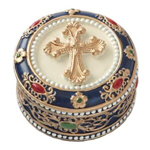fashioncraft golden cross rosary box – 2.75” trinket box for rosary beads, keepsakes, small jewelry and mementos