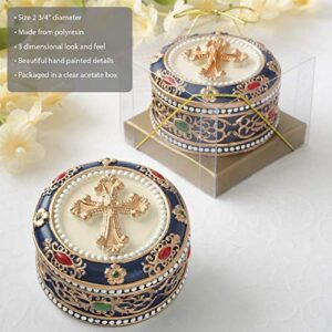 FASHIONCRAFT Golden Cross Rosary Box - 2.75” Trinket Box for Rosary Beads, Keepsakes, Small Jewelry and Mementos