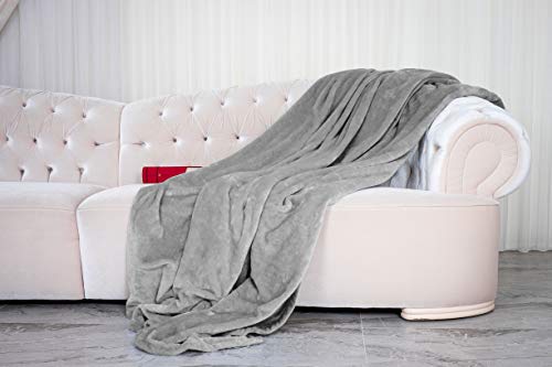 Wolfmark Oversized Sherpa Throw Blanket (60 inches x 72 inches, Grey) | Twin Size Reversible Comfort, Warm & Cozy, Perfectly Plush, Hypoallergenic, Anti-Pill, Micro Mink, Lambswool