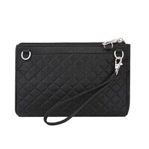 Travelon Anti-Theft Boho Clutch Crossbody, Black Quilted, 8.75" x 7" x 2"