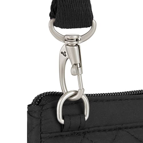 Travelon Anti-Theft Boho Clutch Crossbody, Black Quilted, 8.75" x 7" x 2"