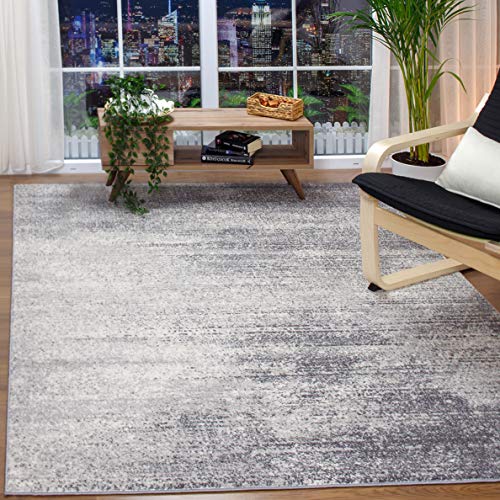 Antep Rugs Florida Collection Distressed Modern Abstract Polypropylene Indoor Area Rug (Grey, 8' x 10')