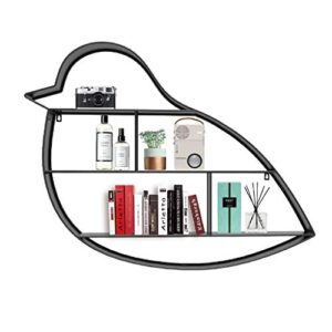 wall decorations shelf 3 tiers black bird shape iron tv background wall decoration/wall shelves/wall stand storage display rack for home office/loft storage accessories