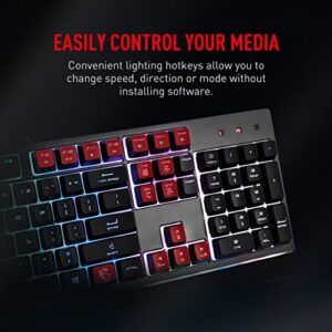 MSI Vigor GK30 RGB Gaming Keyboard, 6-Zone RGB Lighting, Water Repellent & Splash-Proof, Mechanical-Like Plunger Switches