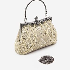 BABEYOND Evening Clutch Purses for Women - 1920s Accessories for Women Gatsby Evening Bag Vintage Beaded Sequin Pearl Clutch