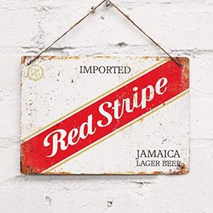 background wall decoration red stripe jamaican beer tin sign 8×12 inches