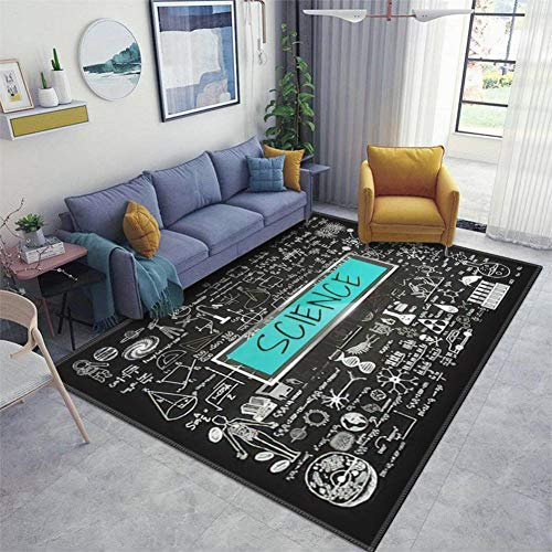 Home Area Runner Rug Pad Hand Drawn About Mathematics on Chalkboard with The World Science in Thickened Non Slip Mats Doormat Entry Rug Floor Carpet for Living Room Indoor Outdoor Throw Rugs